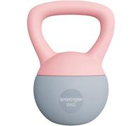 SPORTNOW Kettlebell da 8 kg, Kettlebell morbido con riempimento in sabbia metallica e impugnatura antiscivolo, per l'allenamento domestico di bodybuilding, fitness, rosa e grigio
