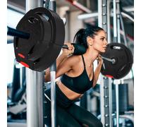 SPORTNOW Kit Pesi con 2 Dischi da 10 kg e 2 Dischi da 5 kg con 3 Fori, Pesi per Bilanciere in Polipropilene e Sabbia, Ø34x6 cm e Ø27x4.5 cm, Nero Porta il tuo allenamento a un livello superiore con il