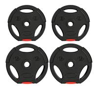 SPORTNOW Kit Pesi con 2 Dischi da 5 kg e 2 Dischi da 2.5 kg con 3 Fori Nero