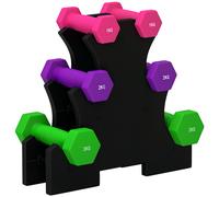 SPORTNOW Kit Pesi Esagonali da 18 kg Totali con Supporto Incluso Multicolore
