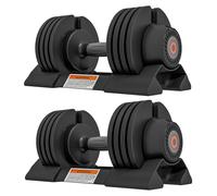 SPORTNOW Set 2 Pesi Regolabili con Spazio Porta Manubri e Impugnatura Antiscivolo, Manubri in Acciaio e ABS, 33x16x16 cm, Nero