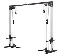 SPORTNOW Lat Machine con Pulegge Regolabili, Pulldown, 4 Maniglie | Stazione a Cavi, Carico Pesi Regolabile, in Acciaio, per Allenamento Fitness Casa Palestra Multifunzione, Nero