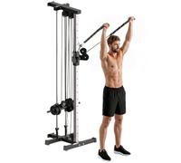 SPORTNOW Lat Machine da Parete con Pulegge Regolabili 15 Livelli Nero | Stazione a Cavi con Pulldown, Carico Pesi Regolabile, Allenamento Fitness Casa Palestra Multifunzione