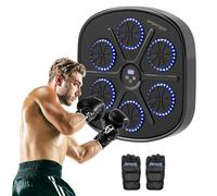 SPORTNOW Macchina da Boxe Musicale a Parete con 9 velocità e modalità, Music Boxing Machine con Connessione Bluetooth e Guanti a Mezze Dita in PU, ABS, PP e Acrilico, Nero