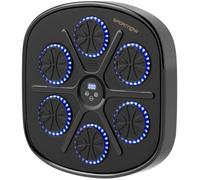 SPORTNOW Macchina da Boxe Musicale a Parete con 9 velocità, Nero | 9 Modalità, Music Boxing Machine, Connessione Bluetooth, Guanti a Mezze Dita, PU ABS PP Acrilico