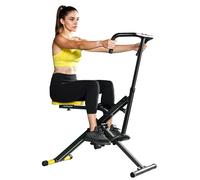 SPORTNOW Macchina Total Crunch Pieghevole con Seduta Regolabile, Macchina Total Power Body Crunch, Allenamento Fitness per Addominali, Corpo, Gambe, Braccia, Glutei, per Casa e Palestra, Giallo