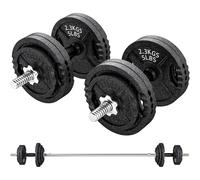 SPORTNOW Pesi Palestra da 42 kg con 14 Dischi, Bilanciere e Manubri Nero