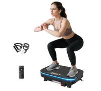 SPORTNOW Piattaforma vibrante, 99 velocità, 3 programmi, piattaforma vibrazione muscolare con altoparlante Bluetooth, display LED, luci, telecomando, bande elastiche, per fare esercizio a casa