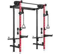 SPORTNOW Power Tower Pieghevole da Parete con Barra Trazioni Rosso