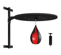 SPORTNOW Punching Ball a Muro, Speed Bag Girevole a 360° e Regolabile su 7 Livelli di Altezza, Palla da Boxe con Pompa Inclusa, per Casa, Palestra, Allenamento, Nero e Rosso