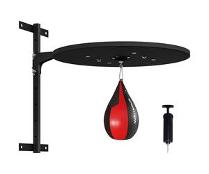 SPORTNOW Punching Ball a Muro, Speed Bag Girevole a 360° e Regolabile su 7 Livelli di Altezza, Palla da Boxe con Pompa Inclusa, per Casa, Palestra, Allenamento, Nero e Rosso