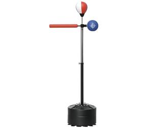 SPORTNOW Punching Ball da Terra per Adulti con Barra Reflex, Speedball e Colpitore, Pungiball da Terra con Altezza Regolabile da 163-205cm, Base Riempibile, Pompa d'aria e Set di Fasce da Polso