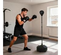 SPORTNOW Punching Ball da Terra per Adulti, Pungiball da Terra con Base Riempibile e 6 Ventose, Altezza Regolabile da 145-180 cm, Speed Bag per Home Gym Casa e Palestra, Nero Descrizione:Questo attrez
