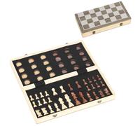 SPORTNOW Scacchiera in Legno Scacchi e Dama 38.5x38.5x2.8 cm Color Noce | Pieghevole Con Scomparti, Set Scacchi da Viaggio da Tavolo, per Bambini Adulti