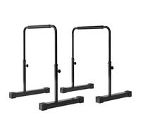 SPORTNOW Set 2 Barre per Dip Regolabile su 4 Altezze con Maniglie Antiscivolo, Push Up Bar in Acciaio, 70x50x80-105 cm, Nero