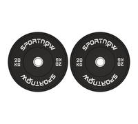 SPORTNOW Set 2 Dischi Pesi 2x20 kg in Gomma, con Foro da 5 cm, Nero