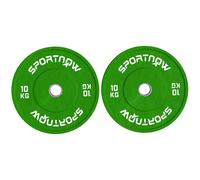 SPORTNOW Set 2 Dischi Pesi 10kg in Gomma Foro 5cm per Manubri e Bilancieri Verde