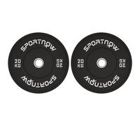 SPORTNOW Set 2 Dischi Pesi da 20kg in Gomma con Foro da 2"/5 cm per Manubri e Bilancieri, Nero