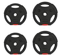 SPORTNOW Set di 4 Dischi Pesi 2x5 kg e 2x2.5 kg con Foro da 2.5 cm, Pesi per Bilancieri con 3 Impugnature per Allenamento a Casa e Palestra, in Polipropilene e Sabbia, Nero