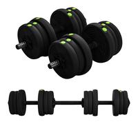 SPORTNOW Set 2 in 1 con Coppia di Manubri Convertibili in Bilanciere