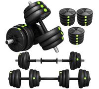 SPORTNOW Set Manubri Regolabili 2 in 1 da 15/20/25/30 kg | Set Bilanciere Palestra, Impugnatura Antiscivolo, per Allenamento Fitness Palestra Casa