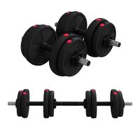 SPORTNOW Set 2 in1 con 2 Manubri Convertibili in Bilanciere Peso Totale 15kg