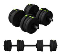 SPORTNOW Set 2 in1 con 2 Manubri Convertibili in Bilanciere Peso Totale 20kg