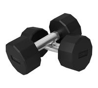 SPORTNOW Set 2 Manubri a 12 Lati da 2x10 kg in Metallo e Gomma, Set Manubri Palestra con Impugnatura Antiscivolo, 26x13x13 cm, Nero