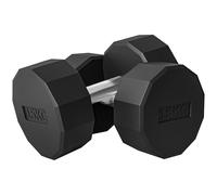 SPORTNOW Set 2 Manubri a 12 Lati da 2x15 kg in Metallo e Gomma, Set Manubri Palestra con Impugnatura Antiscivolo, 26x15.5x15.5 cm, Nero