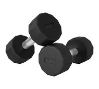 SPORTNOW Set 2 Manubri Palestra da 15kg in Metallo e Gomma 26x15.5x15.5 cm Nero