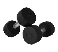 SPORTNOW Set 2 Manubri Palestra da 8 kg in Metallo e Gomma 26x12x12 cm Nero