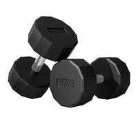 SPORTNOW Set 2 Manubri a 12 Lati da 15 kg con Impugnatura Antiscivolo, Pesi Palestra per Allenamento in Metallo e Gomma, 26x15.5x15.5 cm, Nero