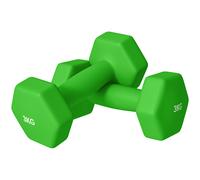 SPORTNOW Set 2 Manubri Esagonali da 2x3 kg in Metallo e Plastica, 2 Manubri Pesi con Impugnatura Antiscivolo, 18x8x8 cm, Verde