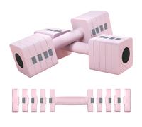 SPORTNOW Set 2 Manubri Pesi Quadrati da 5 kg con Impugnatura Antiscivolo Rosa