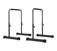 SPORTNOW Set 2 Barre per Dip Regolabile su 4 Altezze con Maniglie Antiscivolo, Push Up Bar in Acciaio, 70x50x80-105 cm, Nero