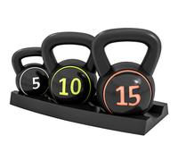 SPORTNOW Set 3 Kettlebell da 2.2 kg, 4.5 kg e 6.8 kg con Portapesi Nero