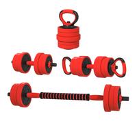 SPORTNOW Set 4 in 1 Pesi Palestra da 20kg Kettlebell, Manubri, Bilanciere Rosso