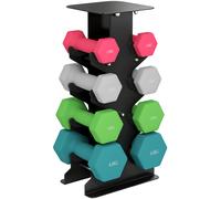 SPORTNOW Set 8 Manubri Pesi Esagonali Antiscivolo con Supporto, in Metallo e Plastica, Multicolore Aosom Italy