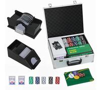 SPORTNOW Set da Poker Completo con 300 Fiches per 8 Giocatori Argento
