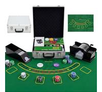 SPORTNOW Set da Poker Completo con 500 Fiches per 8 Giocatori Argento