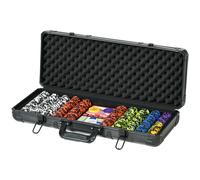 SPORTNOW Set Poker Completo con 500 Fiches, 2 Mazzi di Carte, 5 Dadi, Pulsanti e Valigetta Protettiva, Set da Poker in Alluminio, ABS, Plastica e Acrilico, Nero