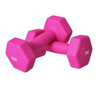 SPORTNOW Set di 2 manubri esagonali con impugnatura antiscivolo per l'allenamento a casa, 2 x 3 kg, rosa