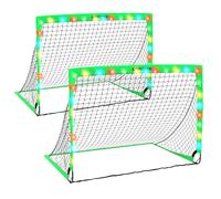 Sportnow Set di 2 Porte da calcio per bambini Portieri da calcio pieghevoli con luce LED 120X90X90 cm Verde