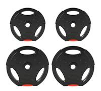 SPORTNOW Set di 4 Dischi Pesi 2x10 kg e 2x5 kg con Foro da 2.5 cm, Pesi per Bilancieri con 3 Impugnature per Allenamento a Casa e Palestra, in Polipropilene e Sabbia, Nero