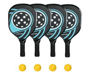 SPORTNOW Set di 4 racchette da pickleball in legno di pioppo, con 4 palline e una borsa, Blu e nero Aosom Italy