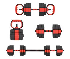 SPORTNOW Set di Manubri 4-in-1, con funzione di manubri, kettlebel e Bilanciere, regolabili, 25 KG, Rosso Aosom Italy