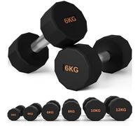 SPORTNOW Set di manubri con 12 pesi e impugnatura antiscivolo, per uomini e donne, per allenamento in casa, in palestra, 2 x 6 kg