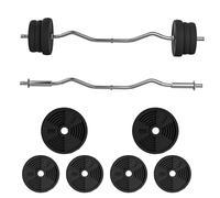 SPORTNOW Set di manubri da 25 kg, bilanciere con dischi di peso da 5 kg e 2,5 kg, barra lunga, con impugnatura antiscivolo, esercizi di fitness a casa e palestra, nero