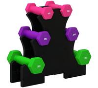 SPORTNOW Set di Manubri da Palestra con Supporto, 2x1 kg, 2x2 kg, 2x3 kg, Manubri per Palestra Esagonali in Metallo con Impugnatura Antiscivolo, Multicolore