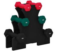 SPORTNOW Set di manubri esagonali corti per un totale di 12 kg - supporto per manubri incluso - per il bodybuilding, 6 manubri - 2 x 1 kg, 2 x 2 kg, 2 x 3 kg